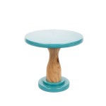 Suporte  Laca Turquesa com Pé de Madeira